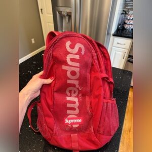 Authentic Supreme Bold Red Mesh Backpack